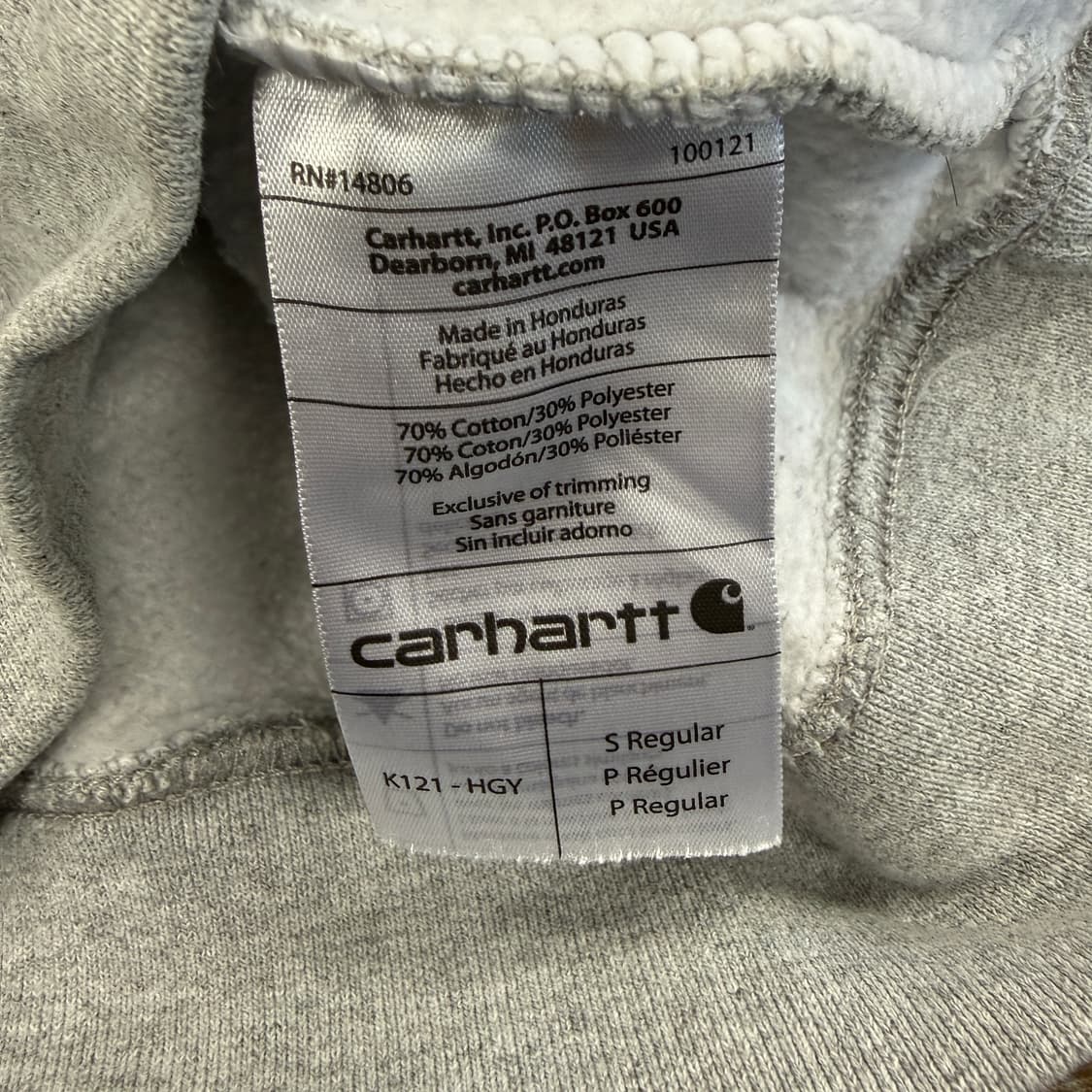 (S)칼하트 Carhartt 베이직로고 후드티셔츠(헤더그레이) 상품이미지3