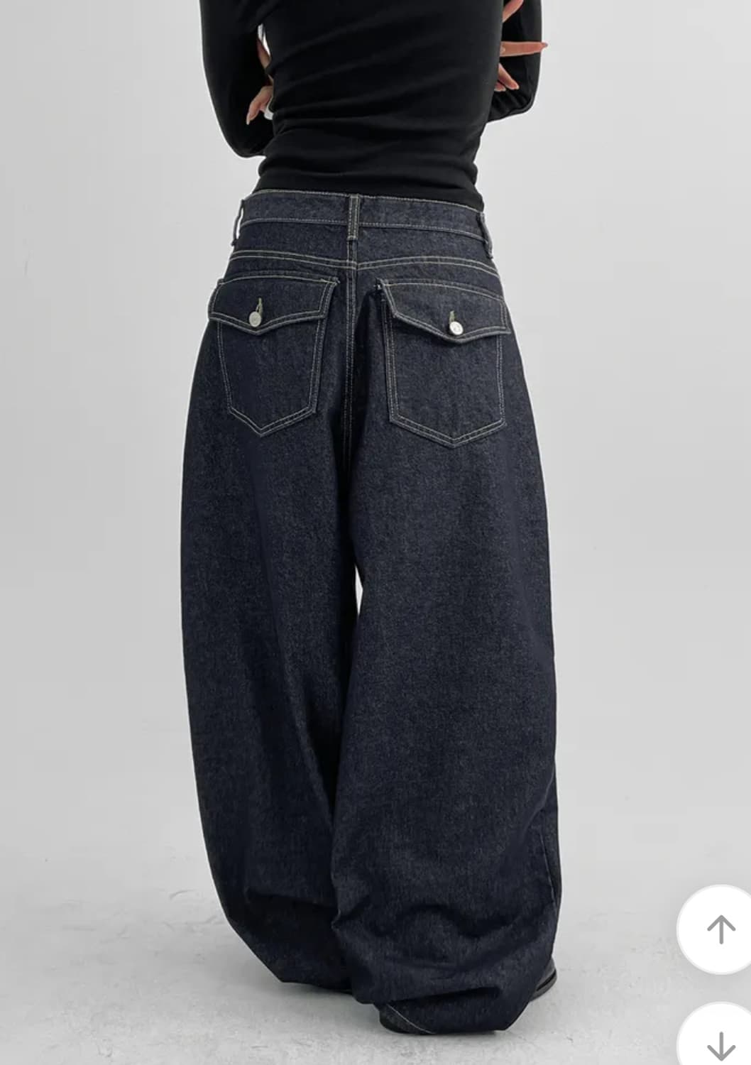 블랙업 코블럼 포켓 생지 와이드 데님팬츠 S 상품이미지4