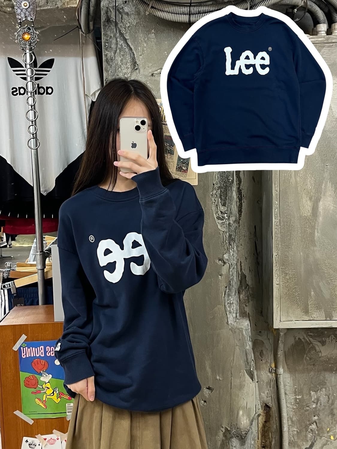 리 맨투맨 네이비 M #csz421 상품이미지1