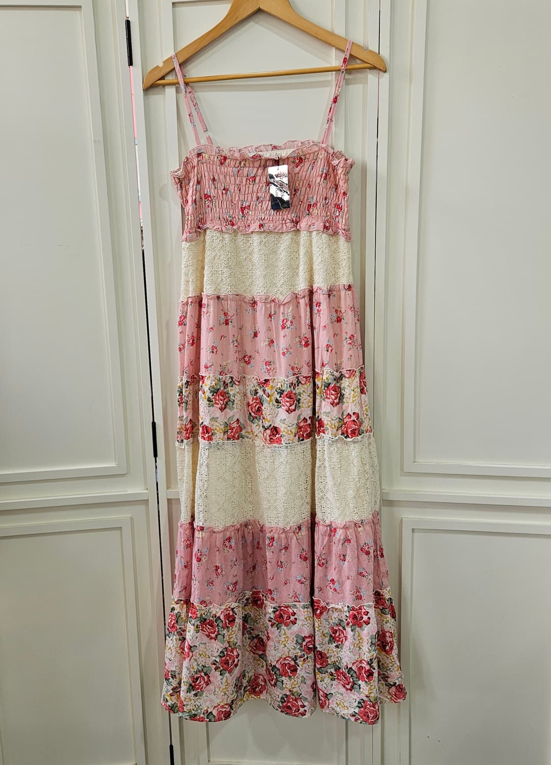 플라워 레이스 롱 원피스 핑크 상품이미지2