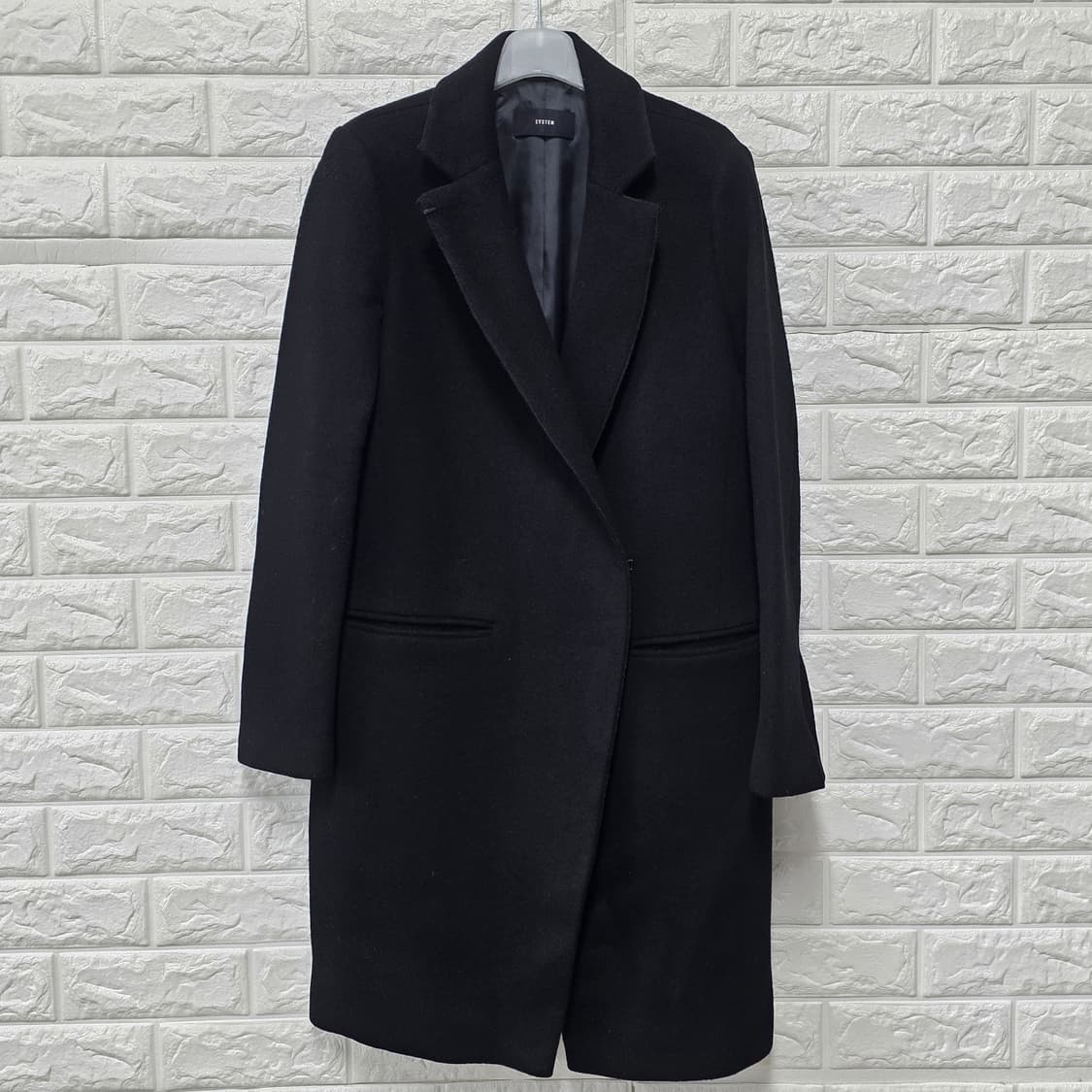 택포// 한섬 시스템 검정색 모직 코트M 상품이미지1