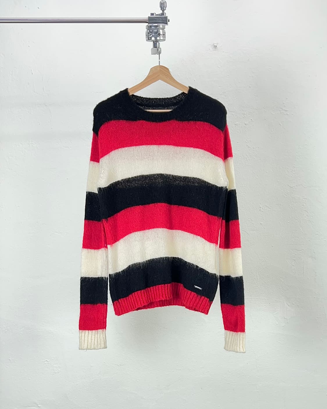 디젤 로조 레드 믹스 모헤어 스트라이프 니트 스웨터 상품이미지1