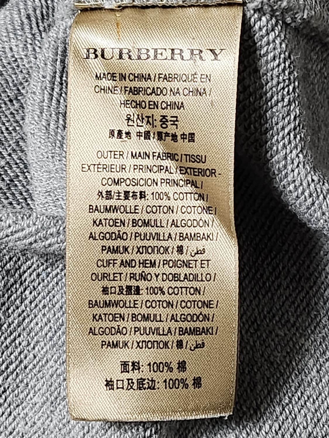[L] 버버리 그레이 체크 스퀘어 맨투맨 8004090 상품이미지8