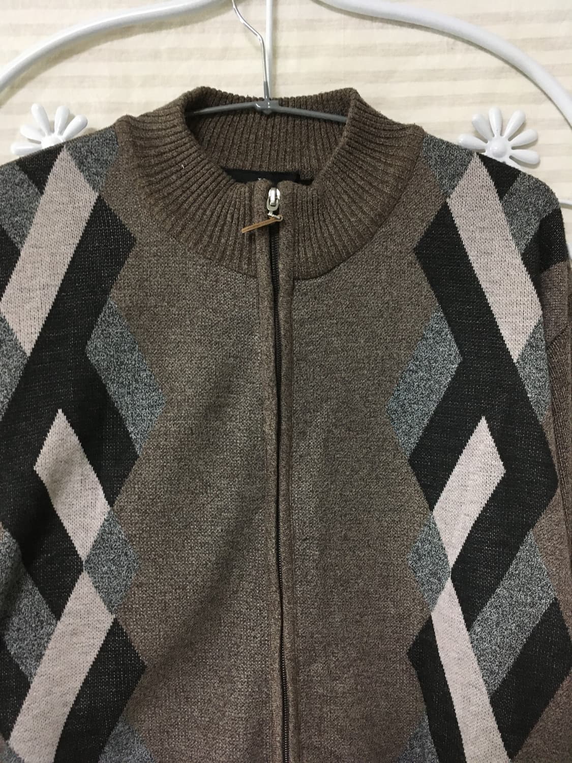 빈티지 브라운 아가일 니트 집업 y2k 스트릿 갸루 펑키 일본빈티지640 상품이미지3
