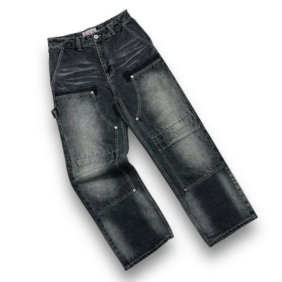 AECA 더블니 워시드 흑청 카펜터 데님팬츠 상품이미지3