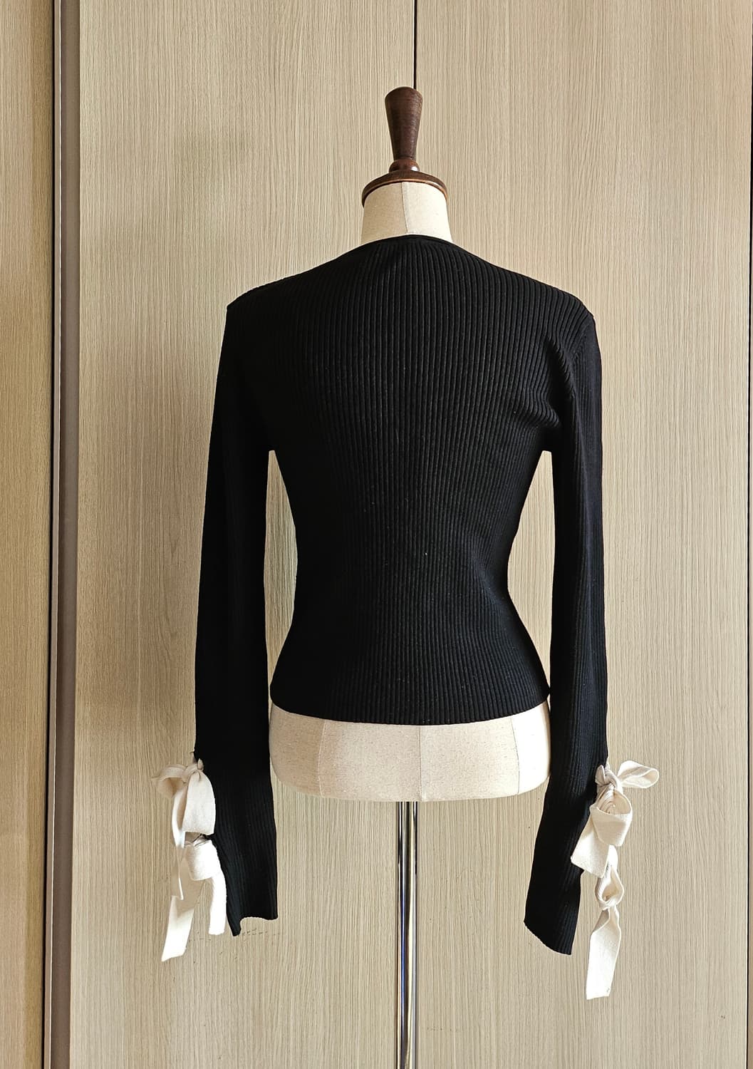 자라(ZARA) 골지 니트 리본 슬리브 탑 / 세미크롭M 상품이미지6