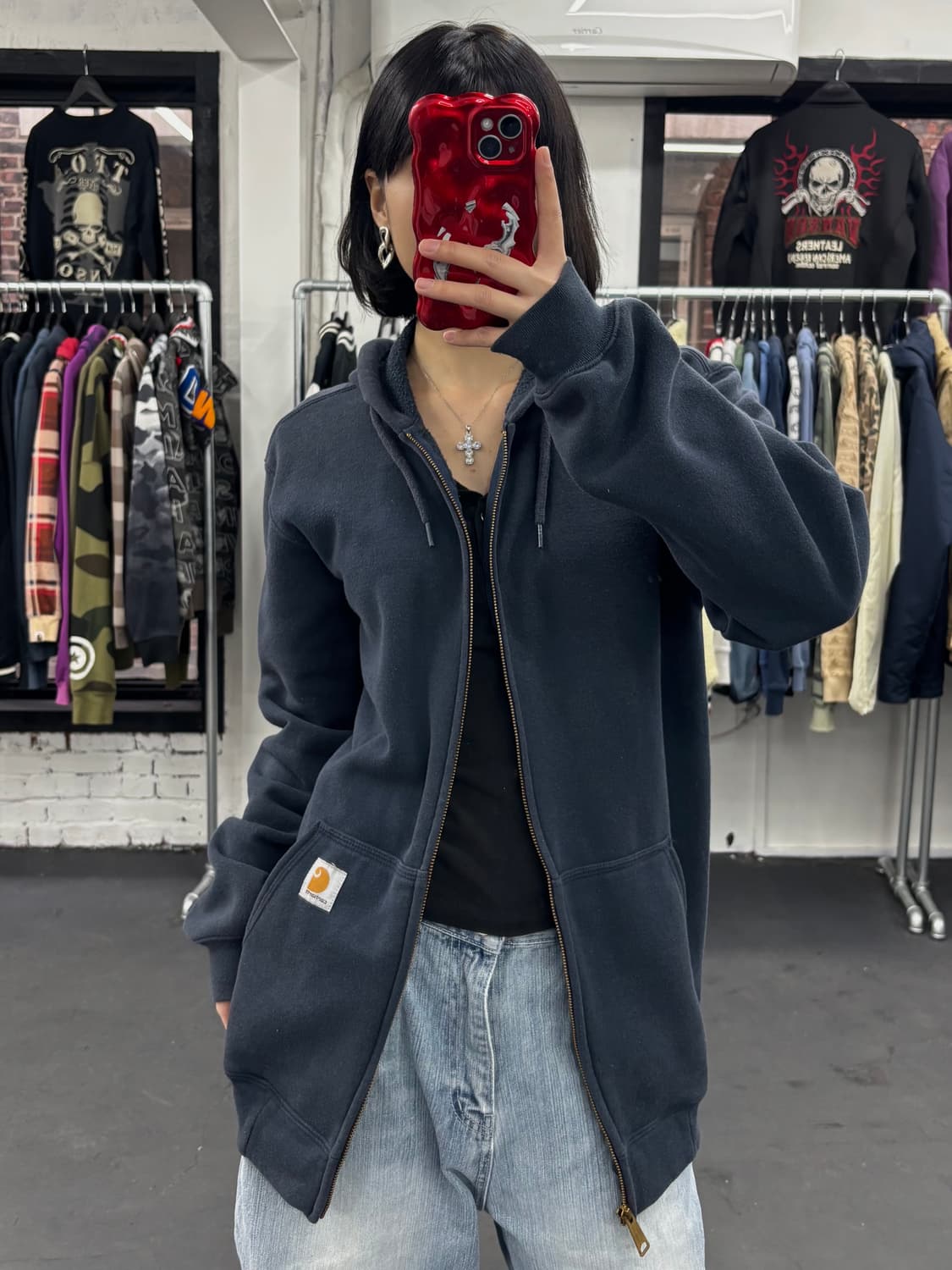 칼하트 네이비 후드집업 상품이미지1