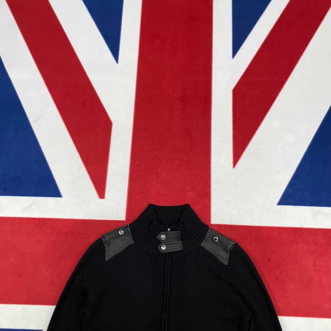 빈티지 레더패치 니트집업 여성 90 실측 44-55 상품이미지2