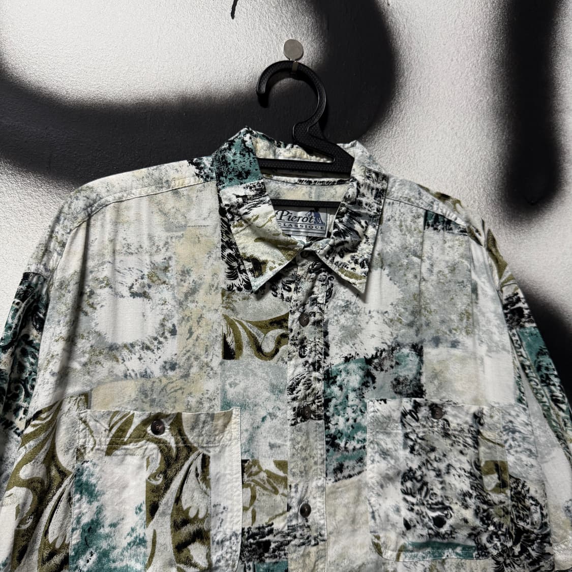 VTG 빈티지 컬러블락 호피 패턴 레이온 반팔 셔츠 상품이미지2