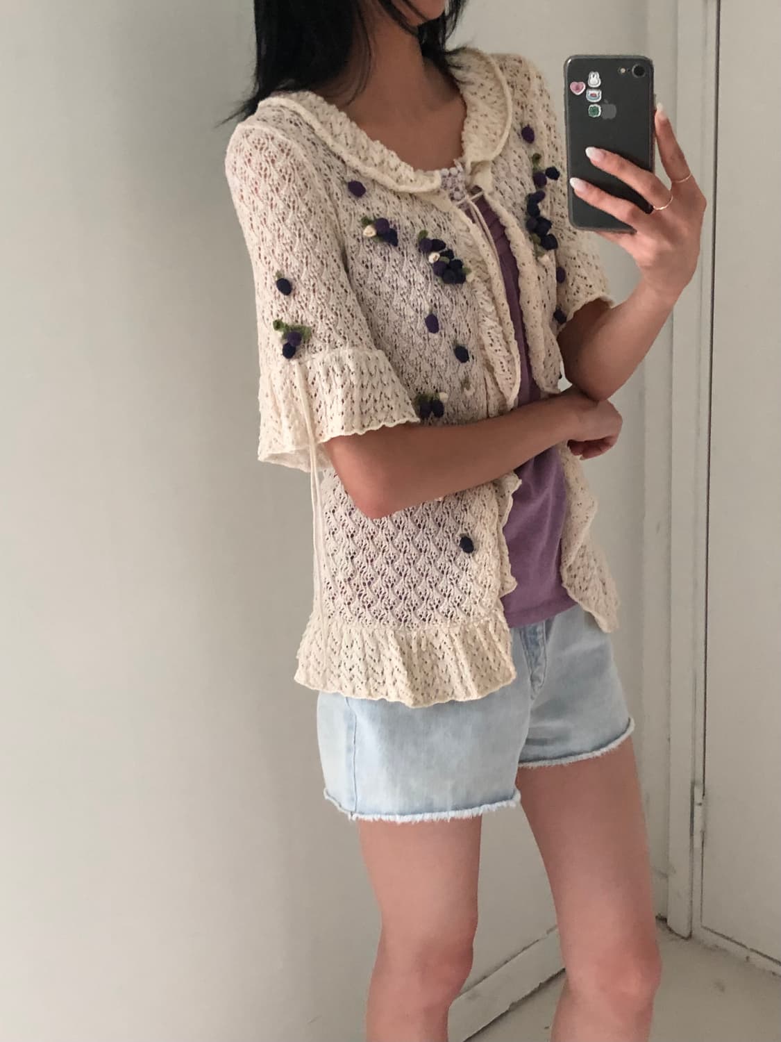 일본빈티지 모리 크로쉐 가디건 상품이미지3
