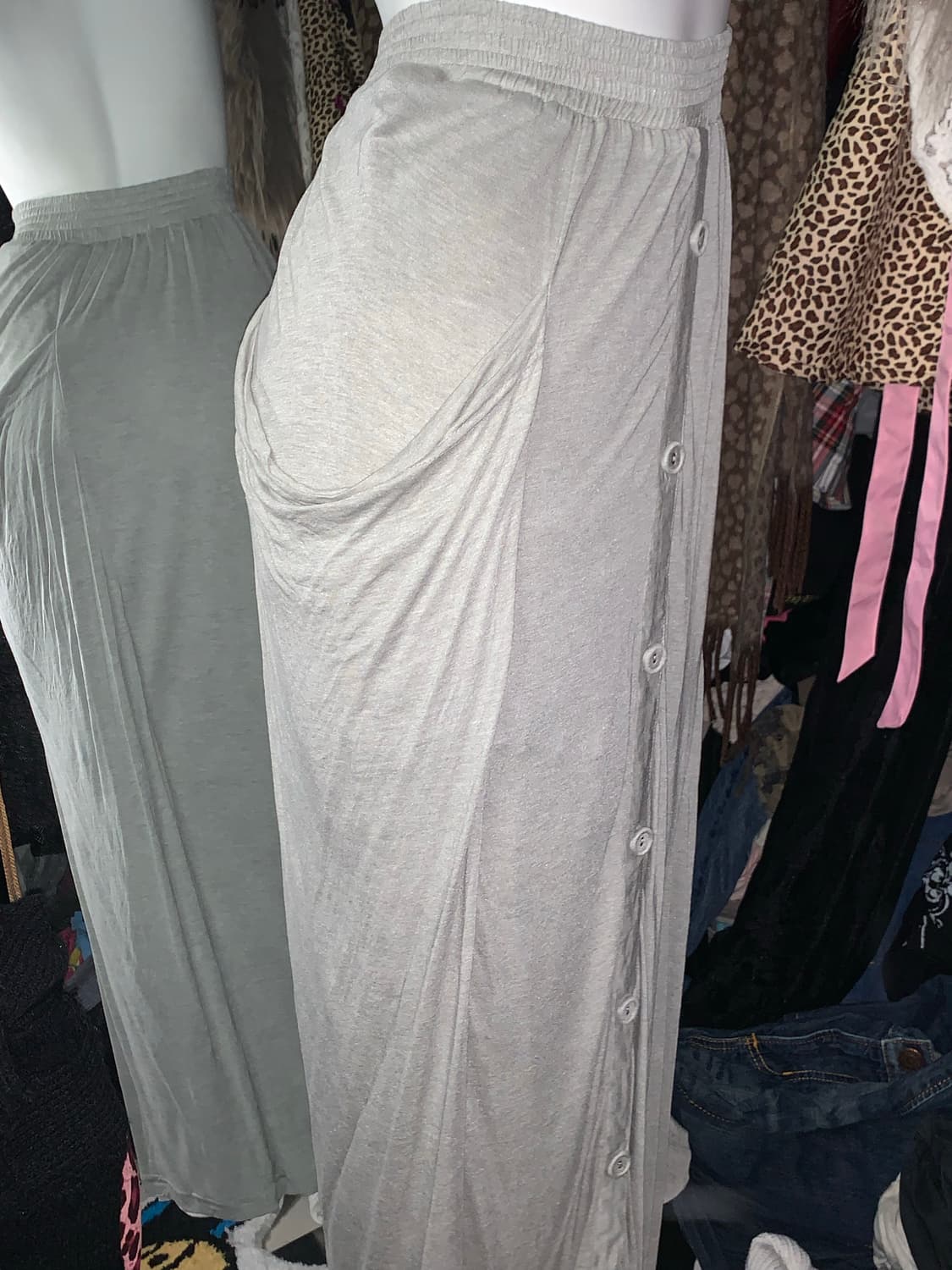 y2k 그레이 버튼 롱 스커트 상품이미지3