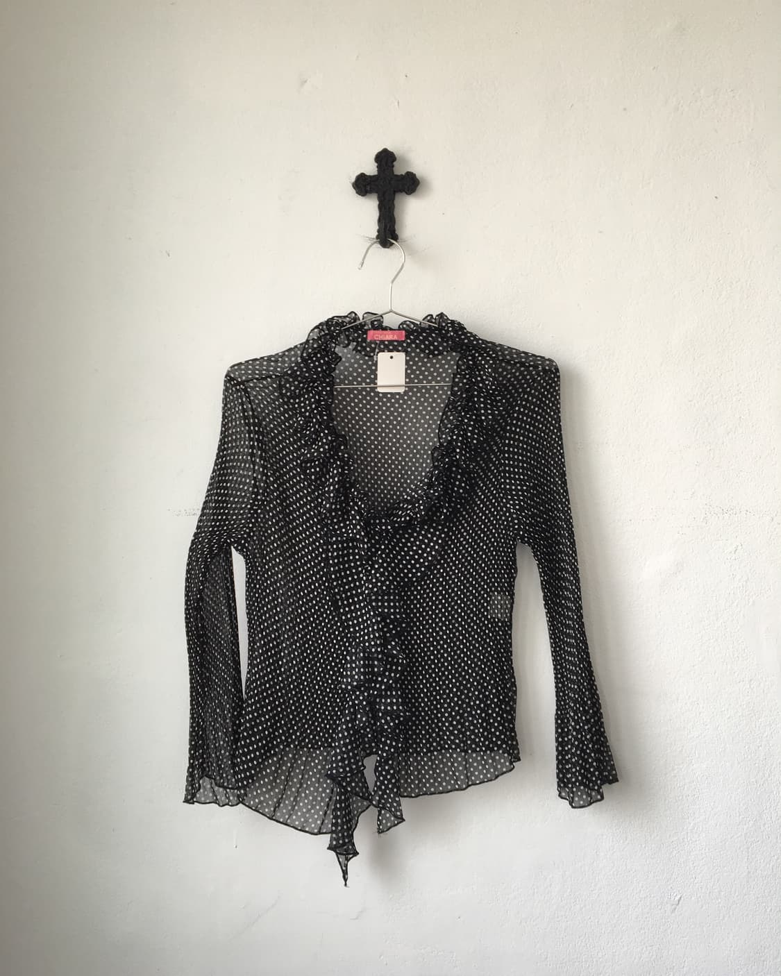 Ruffle point pleats dot pattern blouse 상품이미지2