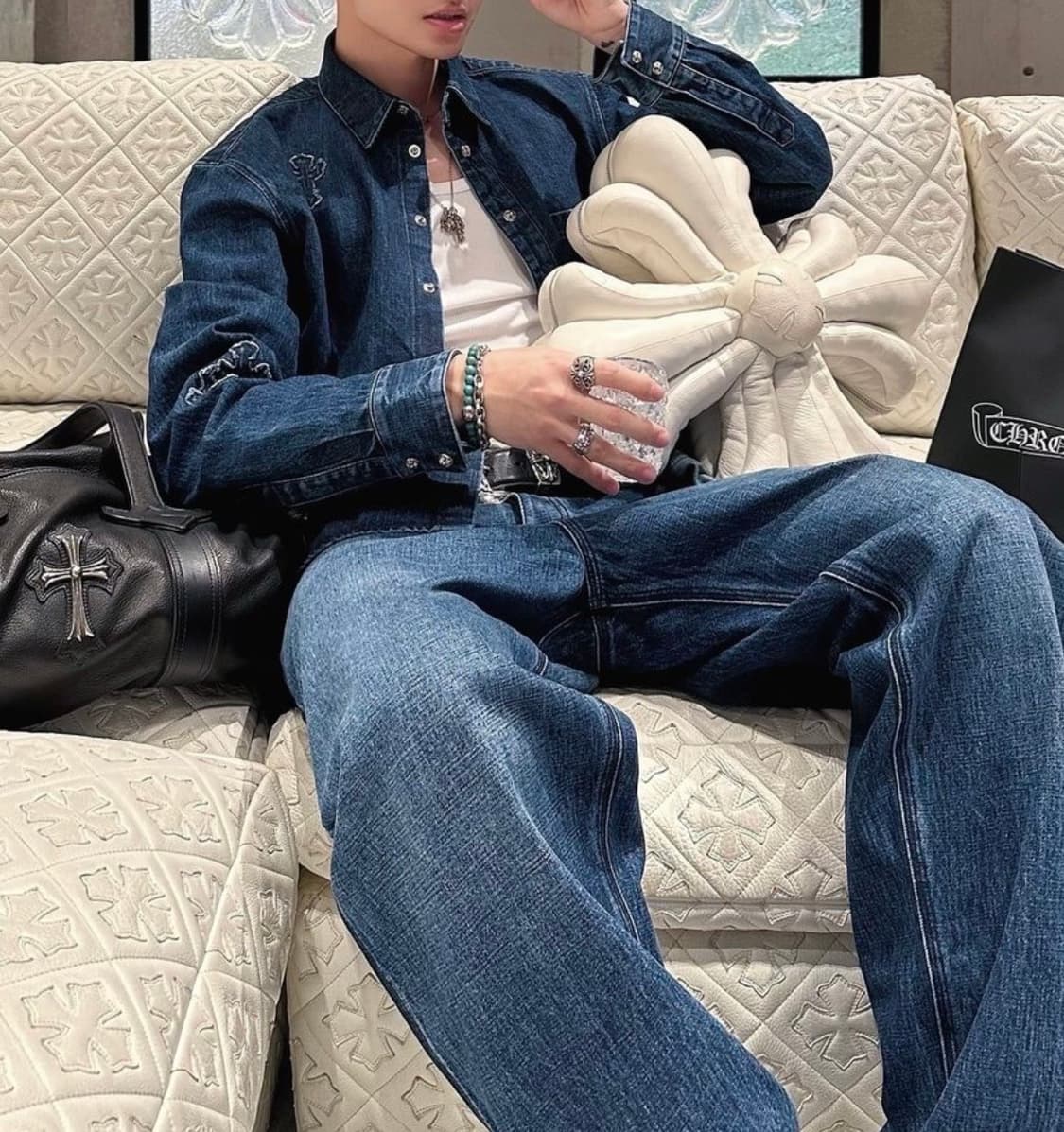 크롬하츠 패치 데님 셔츠 상품이미지2