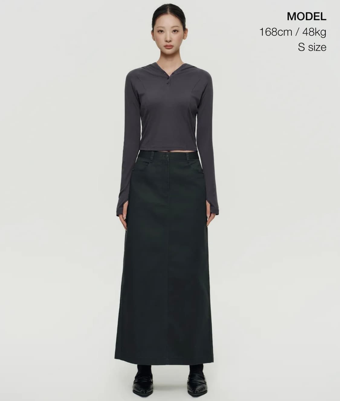 무신사 스탠다드 우먼 cp 맥시 스커트 다크그레이 상품이미지1