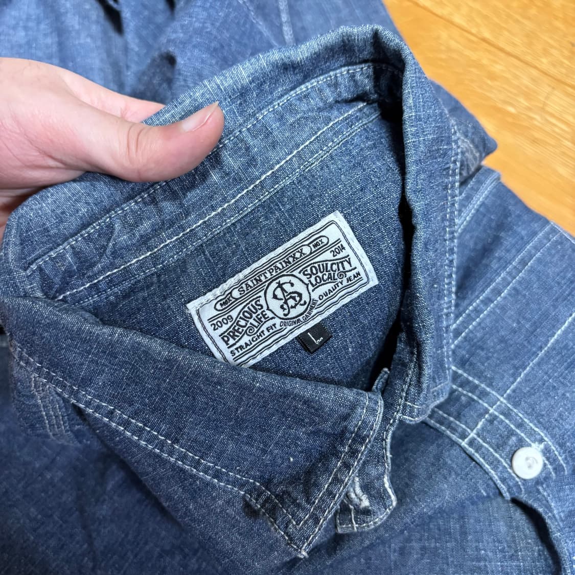 M 세인트페인 진청 투포켓 데님셔츠 상품이미지3