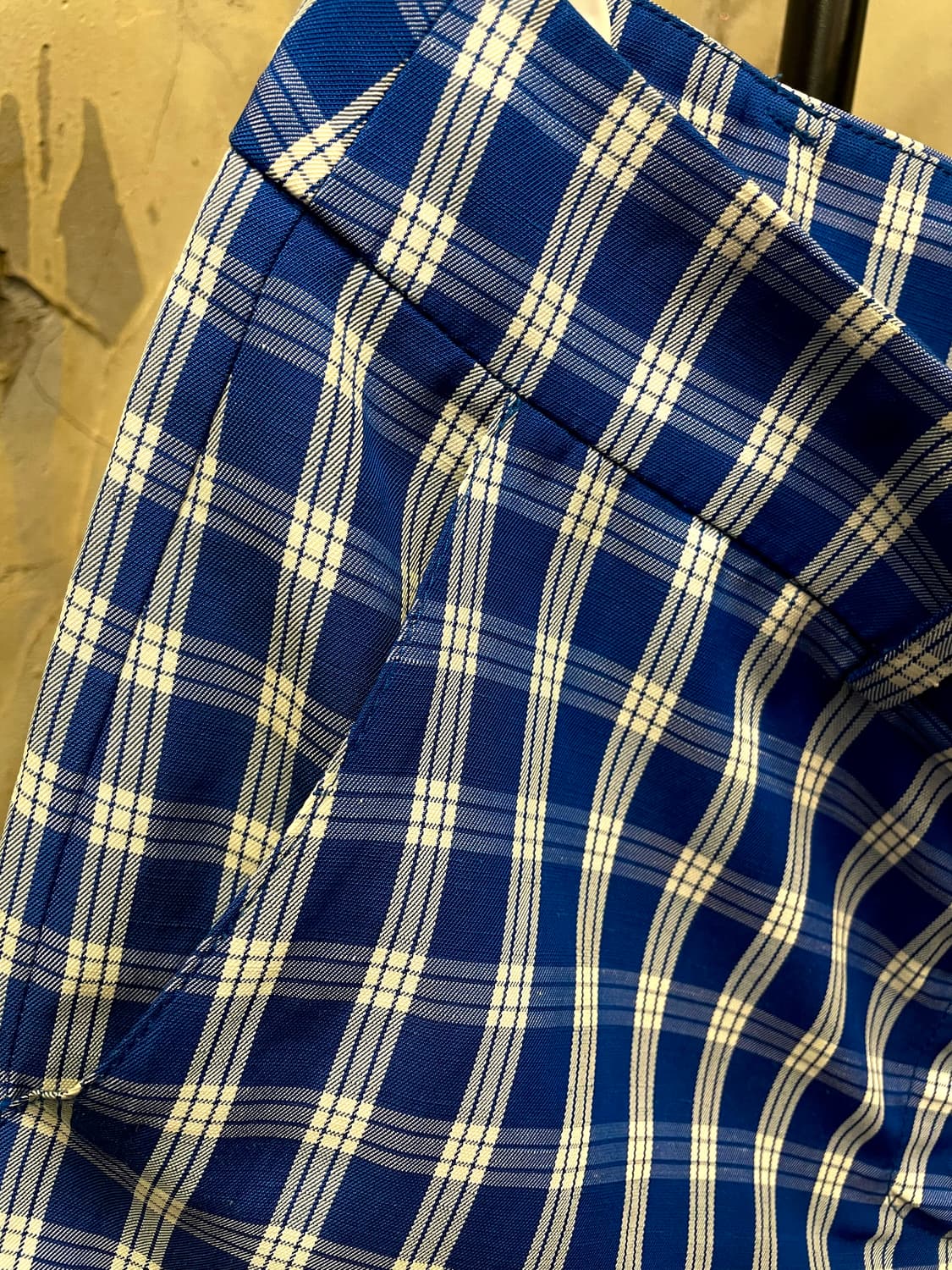 마쥬 레이온 린넨 블루 체크 골반 반바지 66 상품이미지2