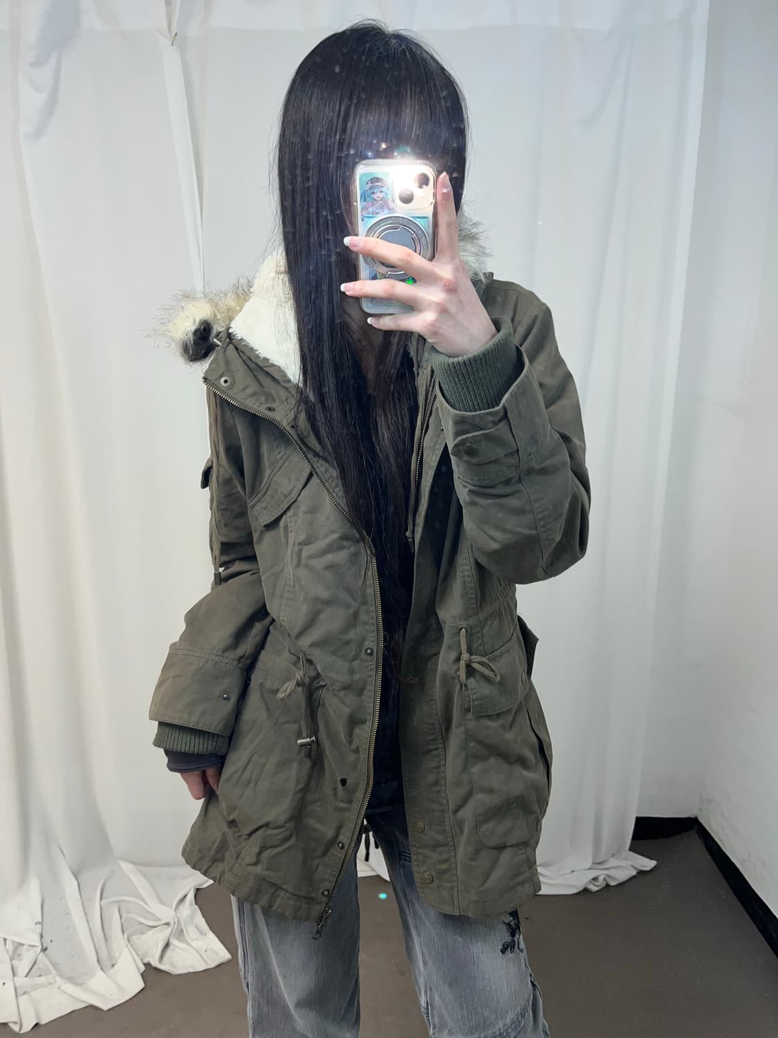 00‘s 카키 울프죠 야상 점퍼 (하자 확인 필수) 상품이미지2