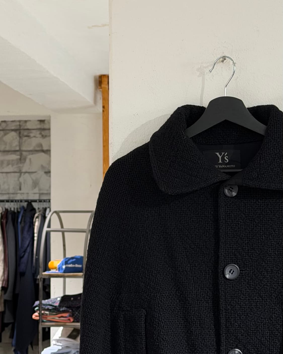 y’s 블랙 울 텍스쳐드 케이프 상품이미지2