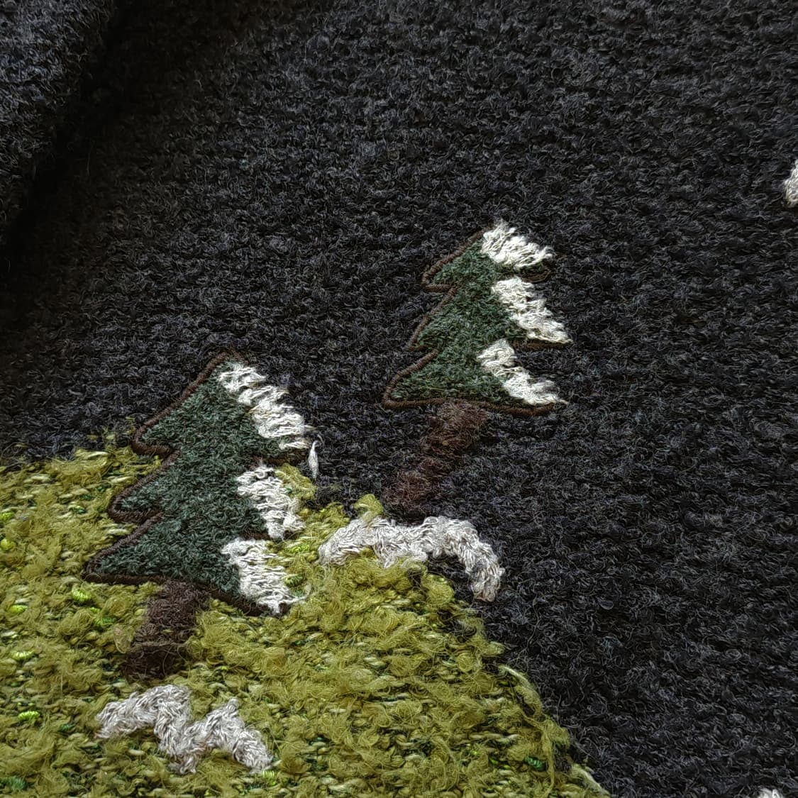 90s 프렌치 핸드메이드 울 니트 컨트리 자수 반집업 니트 L 상품이미지8