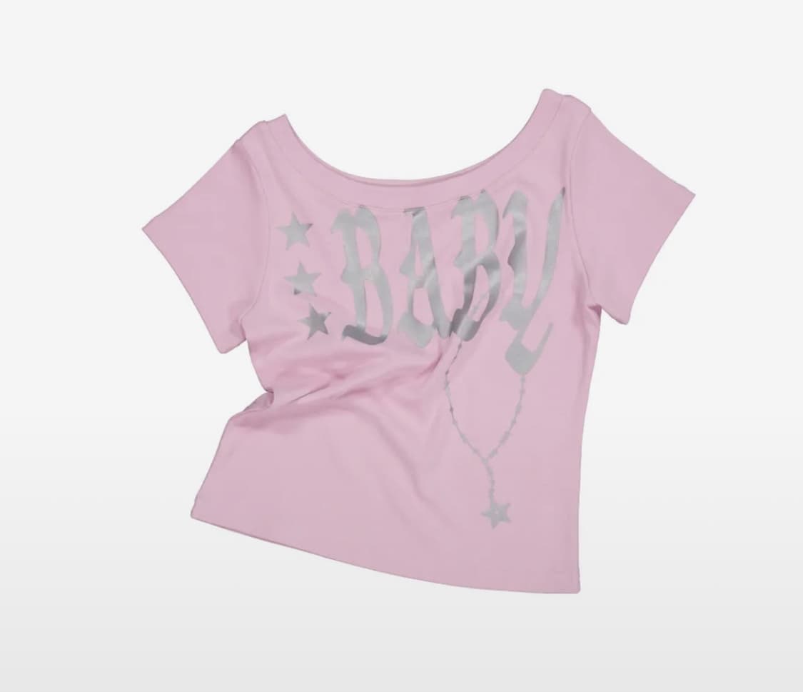 셋업이엑스이 BABY WIDE NECK TOP / PINK 상품이미지1
