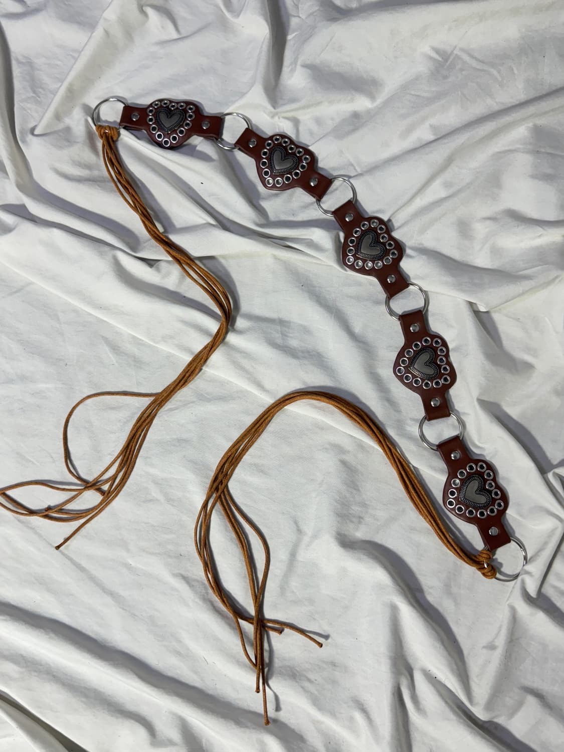 빈티지 하트 콘초 아일렛 웨스턴 레더 벨트 상품이미지3