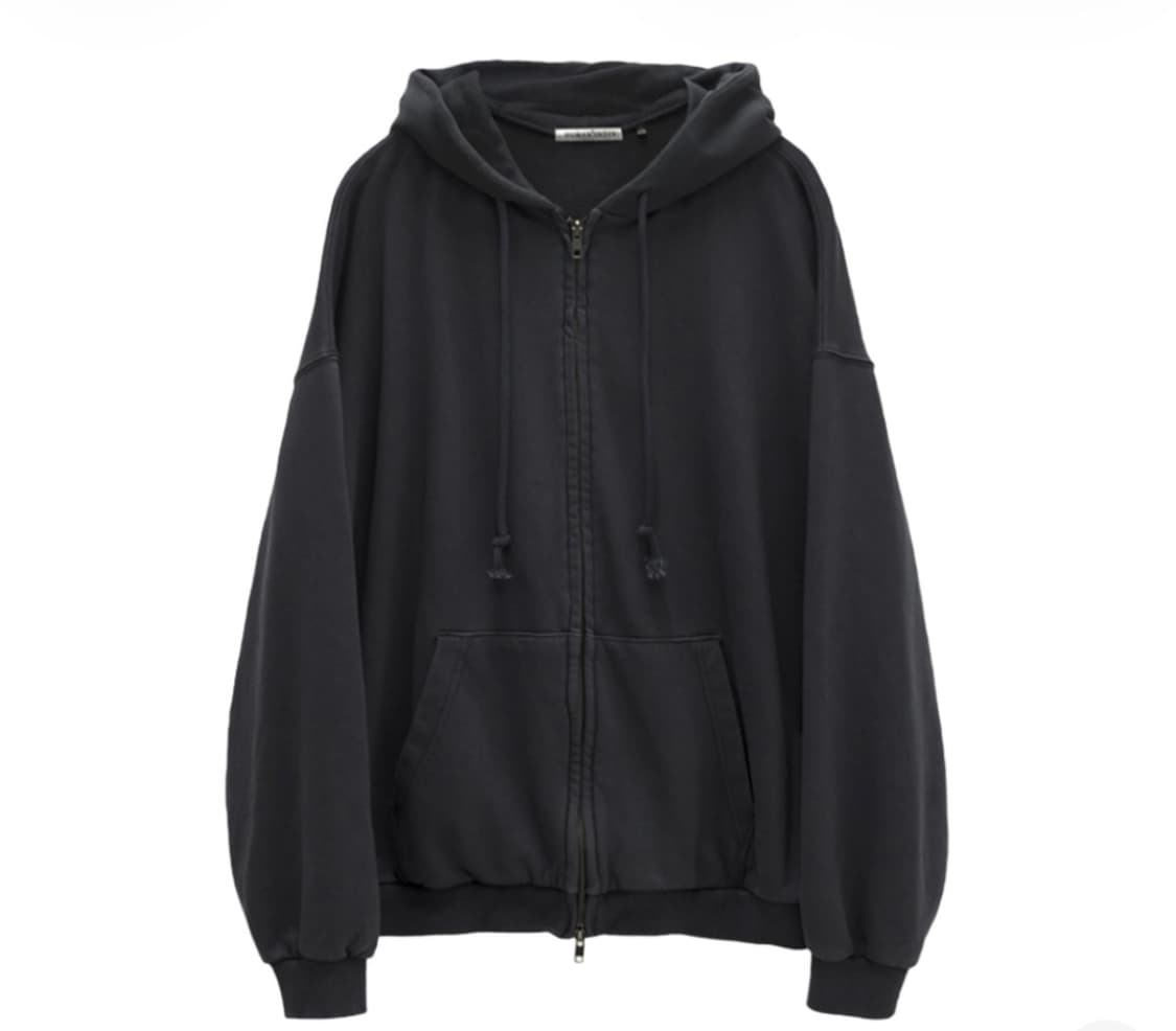 폴리테루 휴먼인덱스 휴먼 루즈드 집 후디 워시드 블랙 상품이미지1