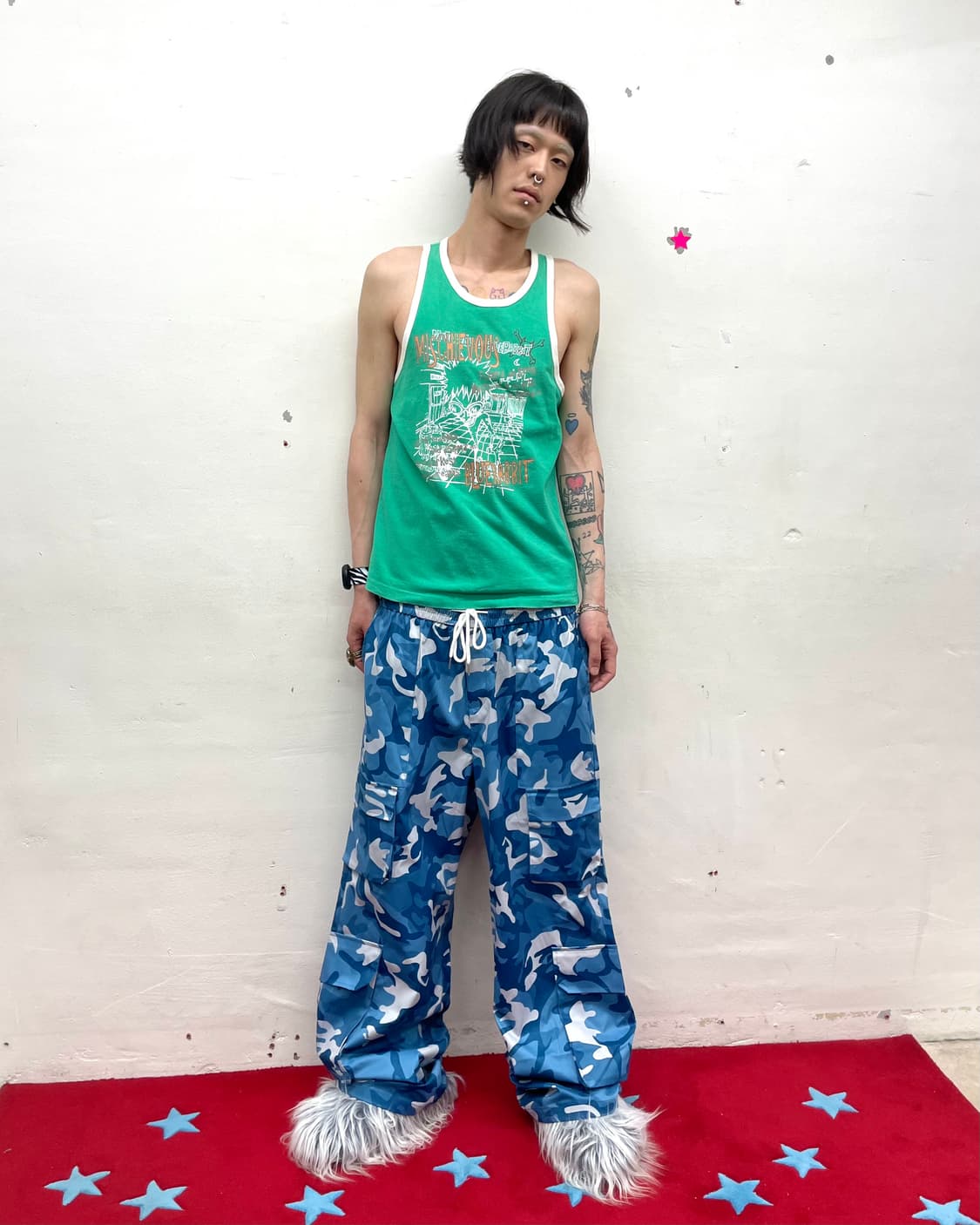 boy skeleton green sleeveless shirt  상품이미지5