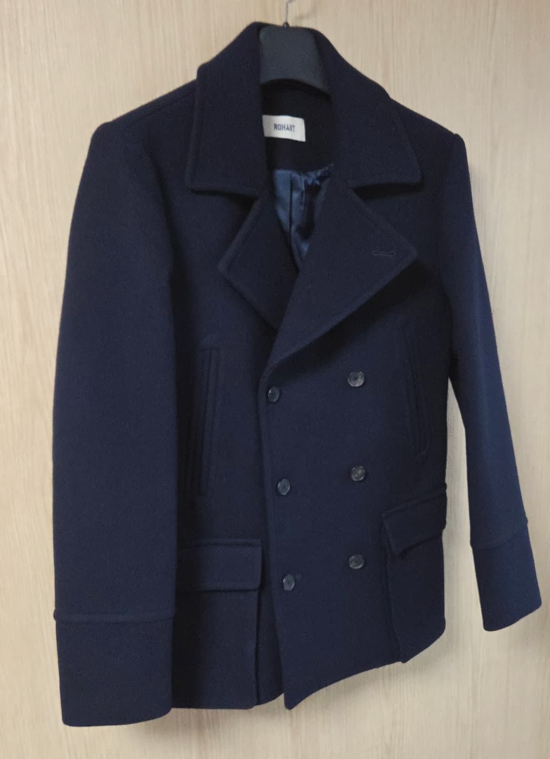 (착샷) 노앙 피코트 울 코트 네이비 상품이미지2