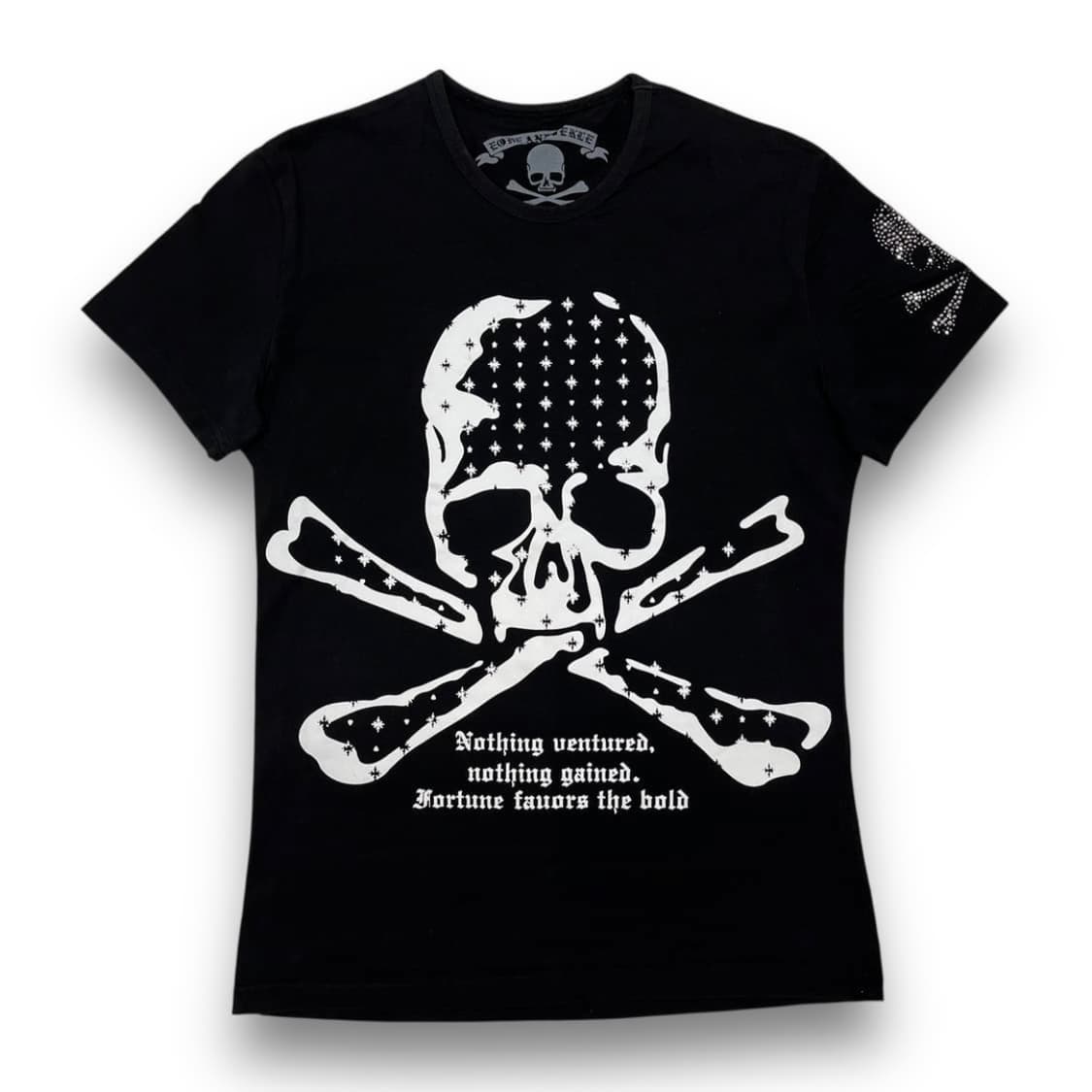 로엔 락시크 스컬 크리스탈 패턴 슬림 반팔 티셔츠 상품이미지1