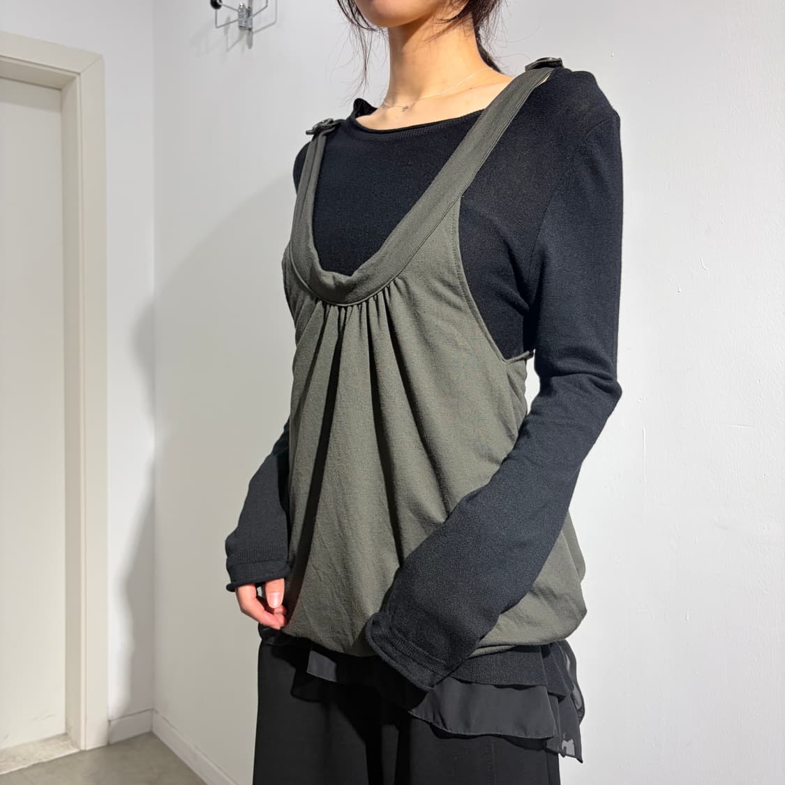 갸루 레오파드 후드 슬리브리스 민소매 상품이미지2