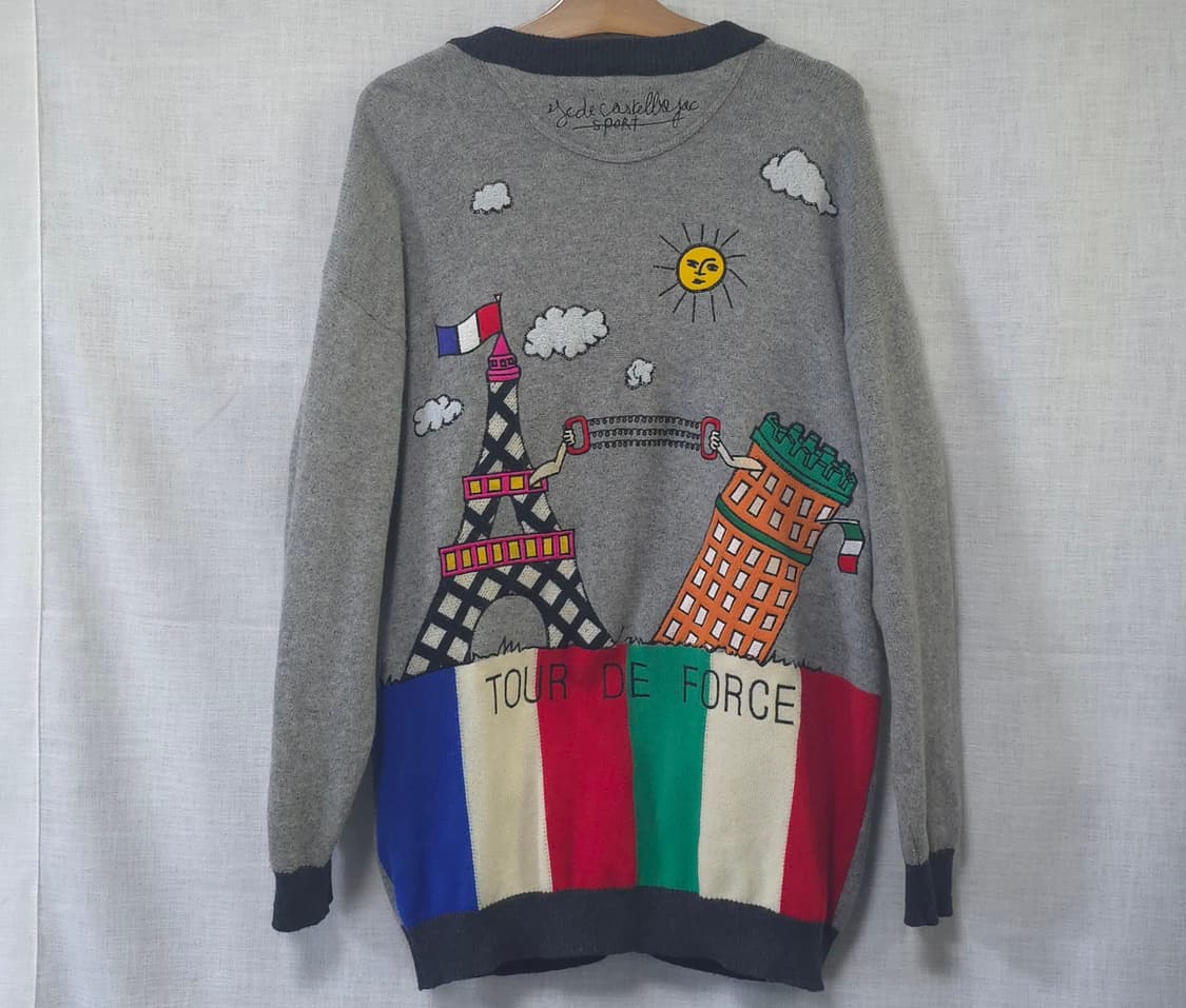 카스텔바작 일본수입 정품 울 니트 가디건 스웨터 100 105 에펠탑 빈 상품이미지1