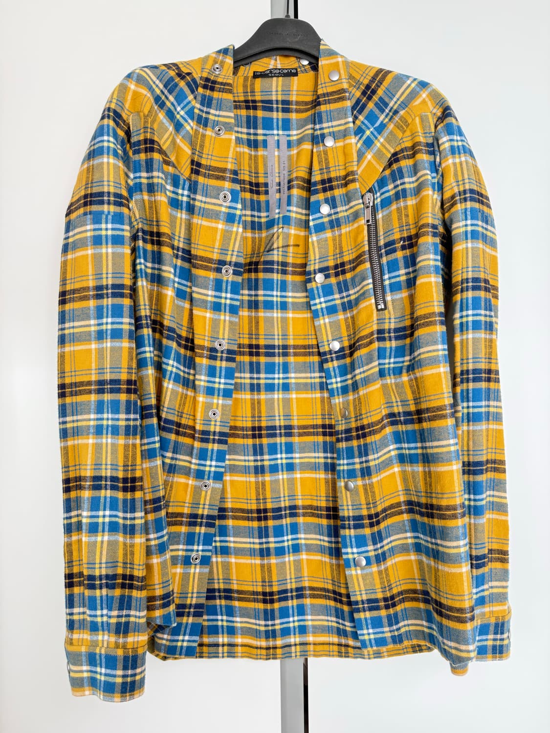 릭오웬스 옐로우 플레이드 래리 셔츠 38 친필사인 상품이미지2