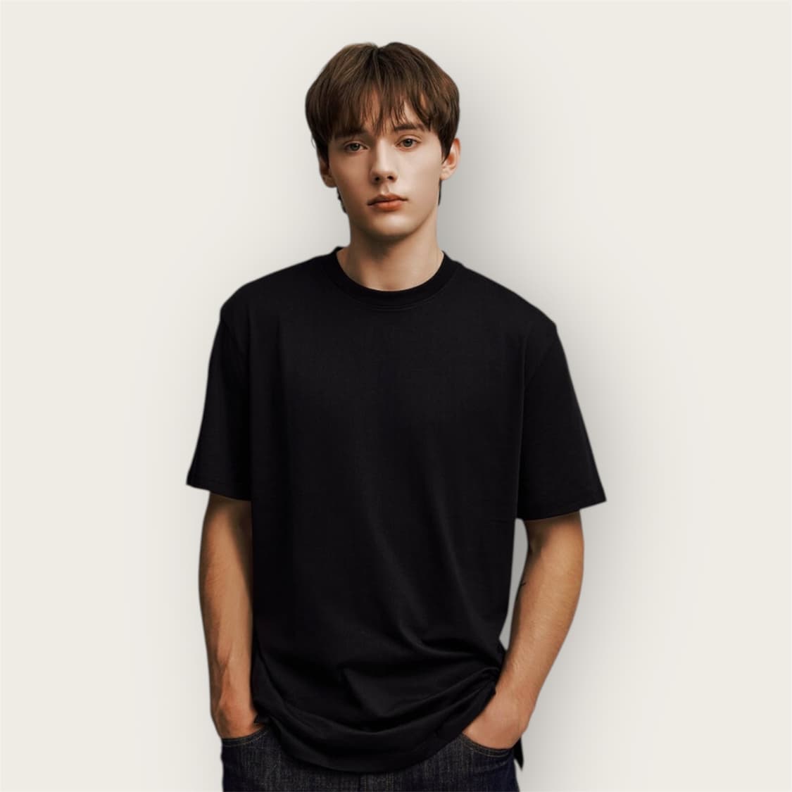 100/ 타임옴므 21FW 레이온 니트 반팔 상품이미지1