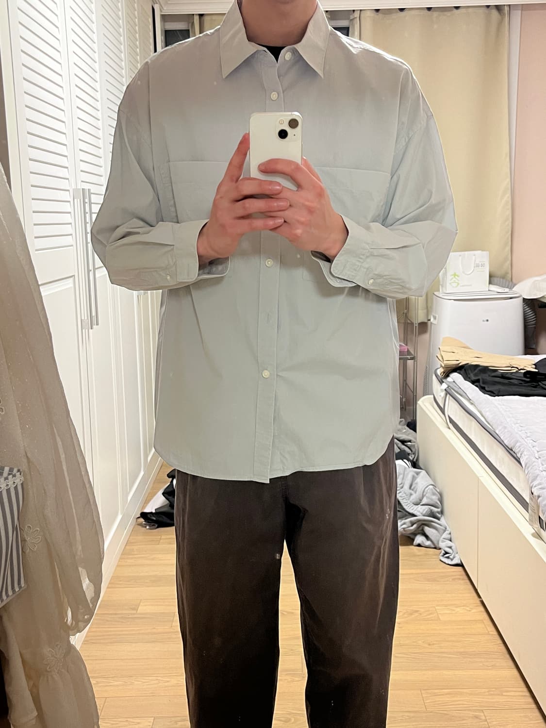 노드아카이브 레이지 빅 셔츠 피스타치오 0사이즈 상품이미지1