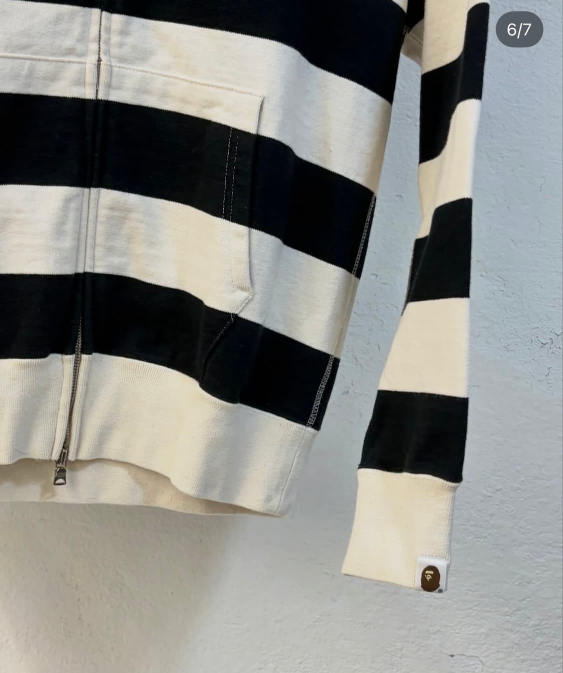 베이프 엘보 패치 스트라이프 후드집업 상품이미지7