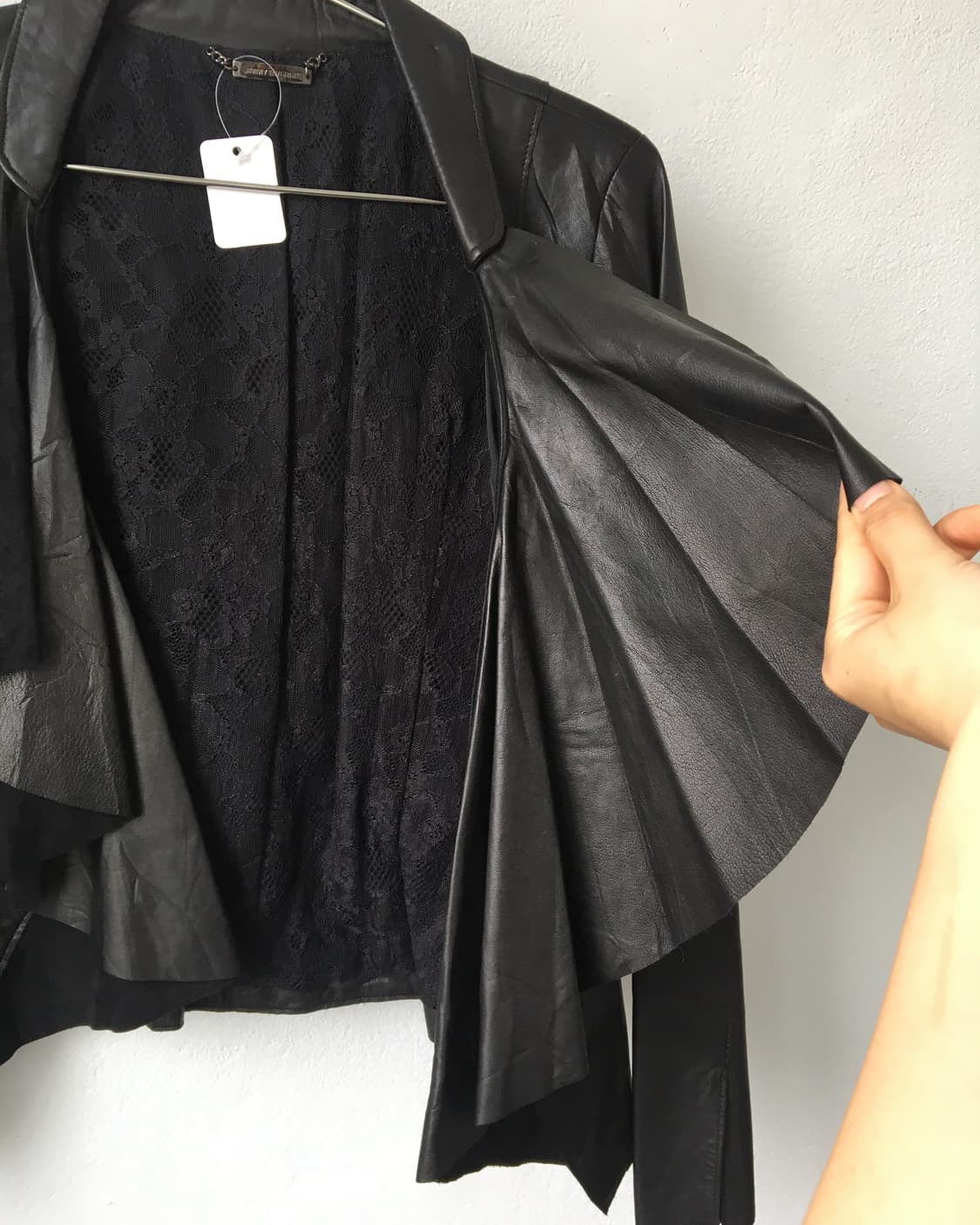Drape point leather open jacket 상품이미지5