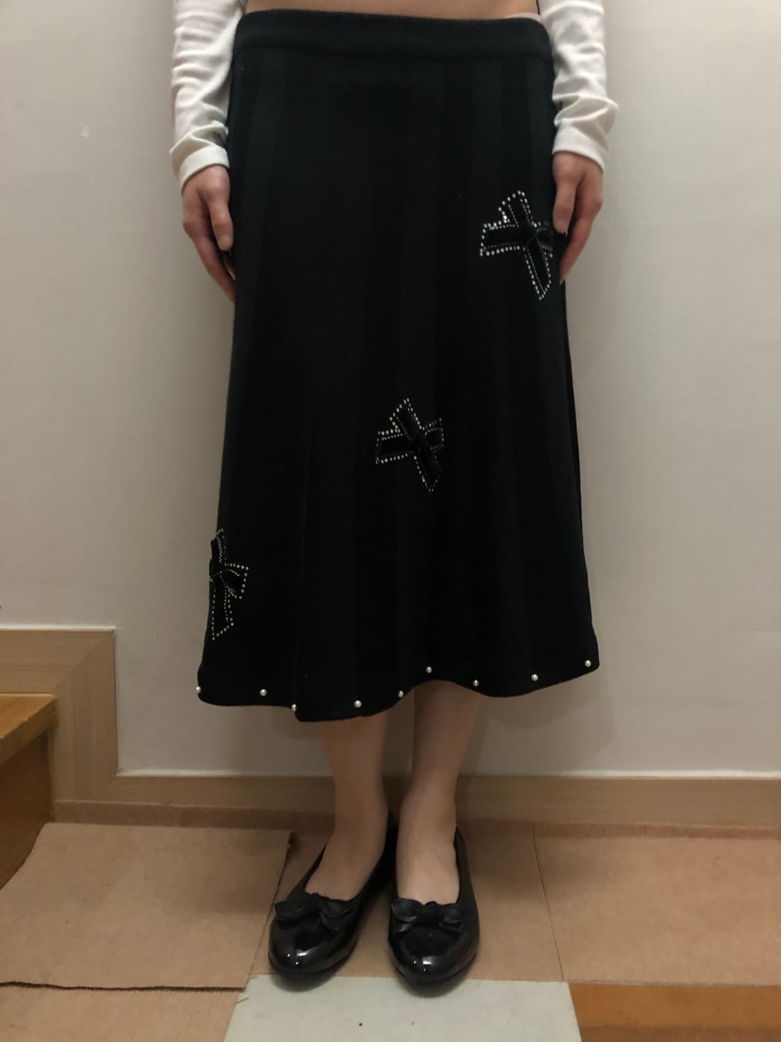 빈티지 블랙 니트 비즈 스커트 상품이미지8