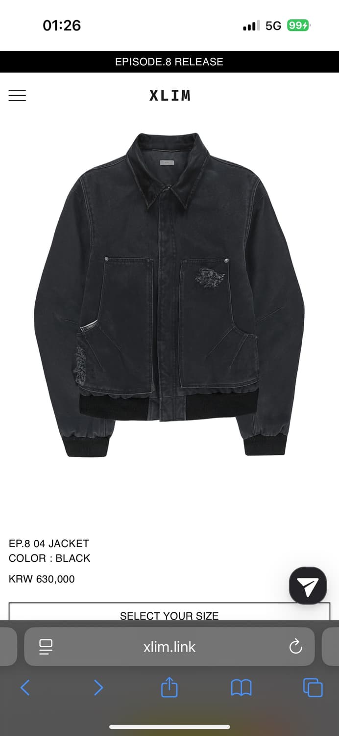 엑슬림 xlim ep8 04 jacket black (S) 상품이미지1