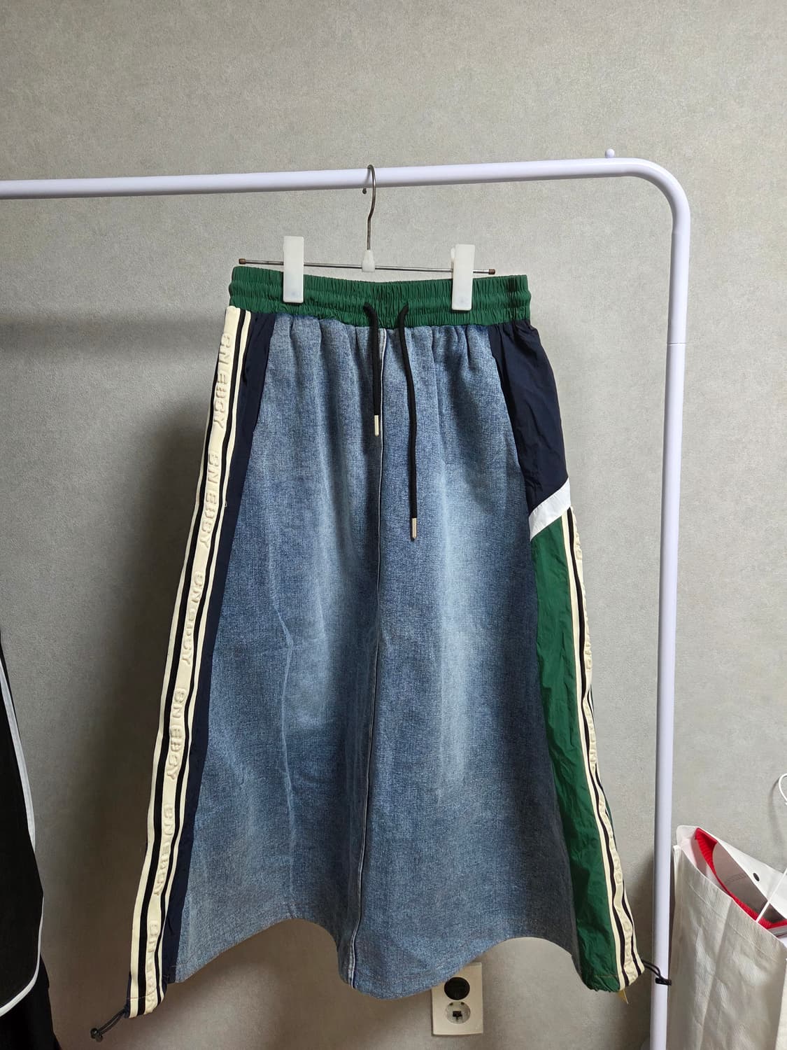 데님 배색 롱 스커트 상품이미지1