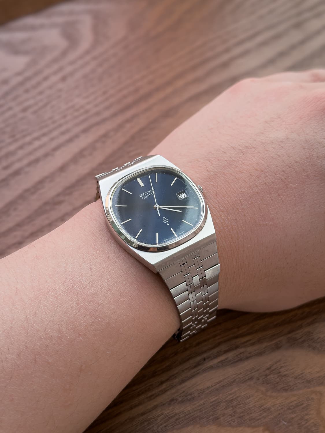 [레어]빈티지 세이코 쿼츠 4122-5020 네이비 다이얼 일체형 브레이 상품이미지2