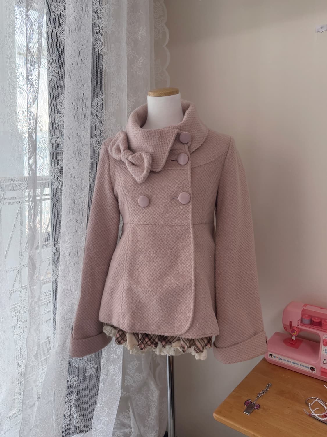 로디스포토 핑크 리본 코트 리즈리사 오네히메 라떼갸루 빈티지 상품이미지3