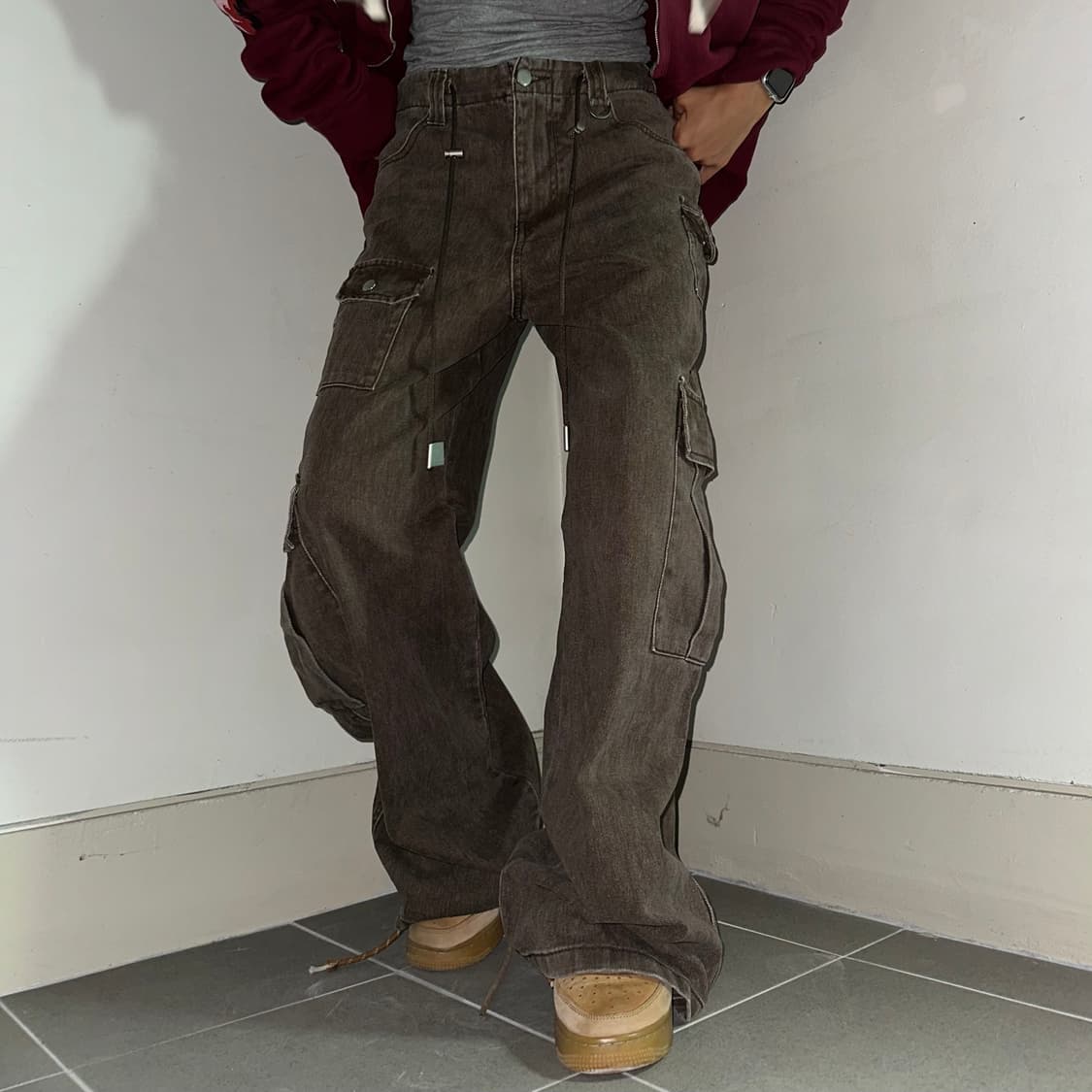 Brown pocket wide cargo pants 상품이미지1