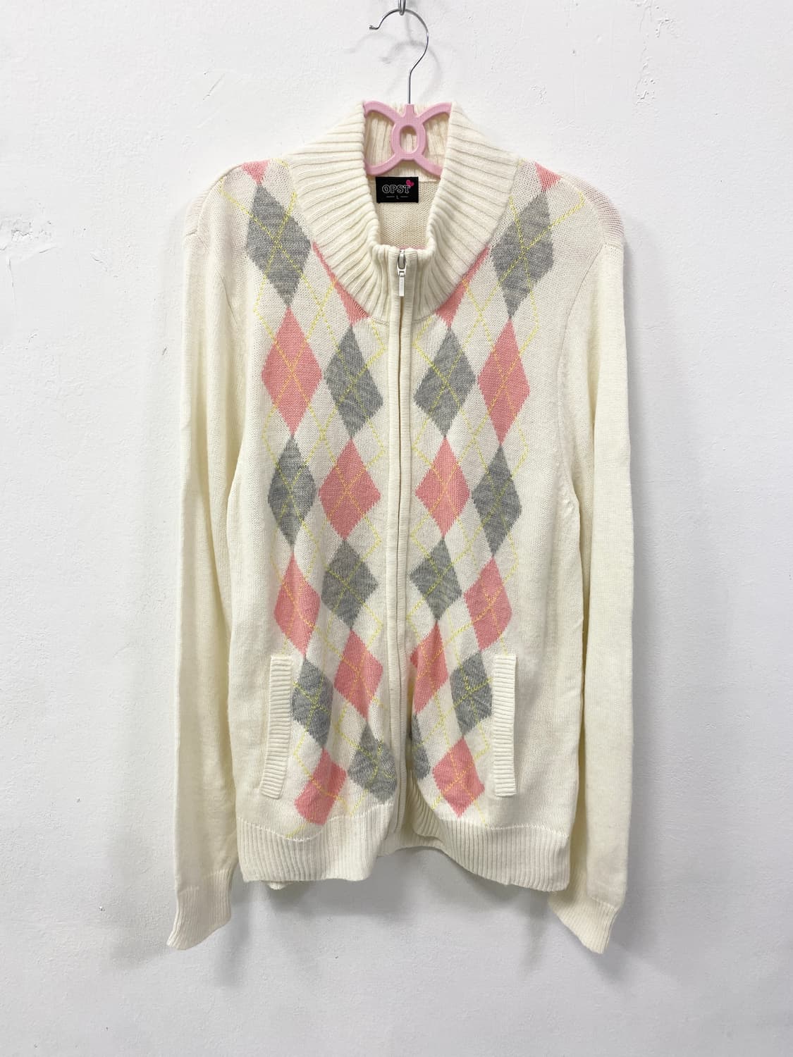 [OPST] 로걀 핑크 그레이 로걀 니트 집업 상품이미지4