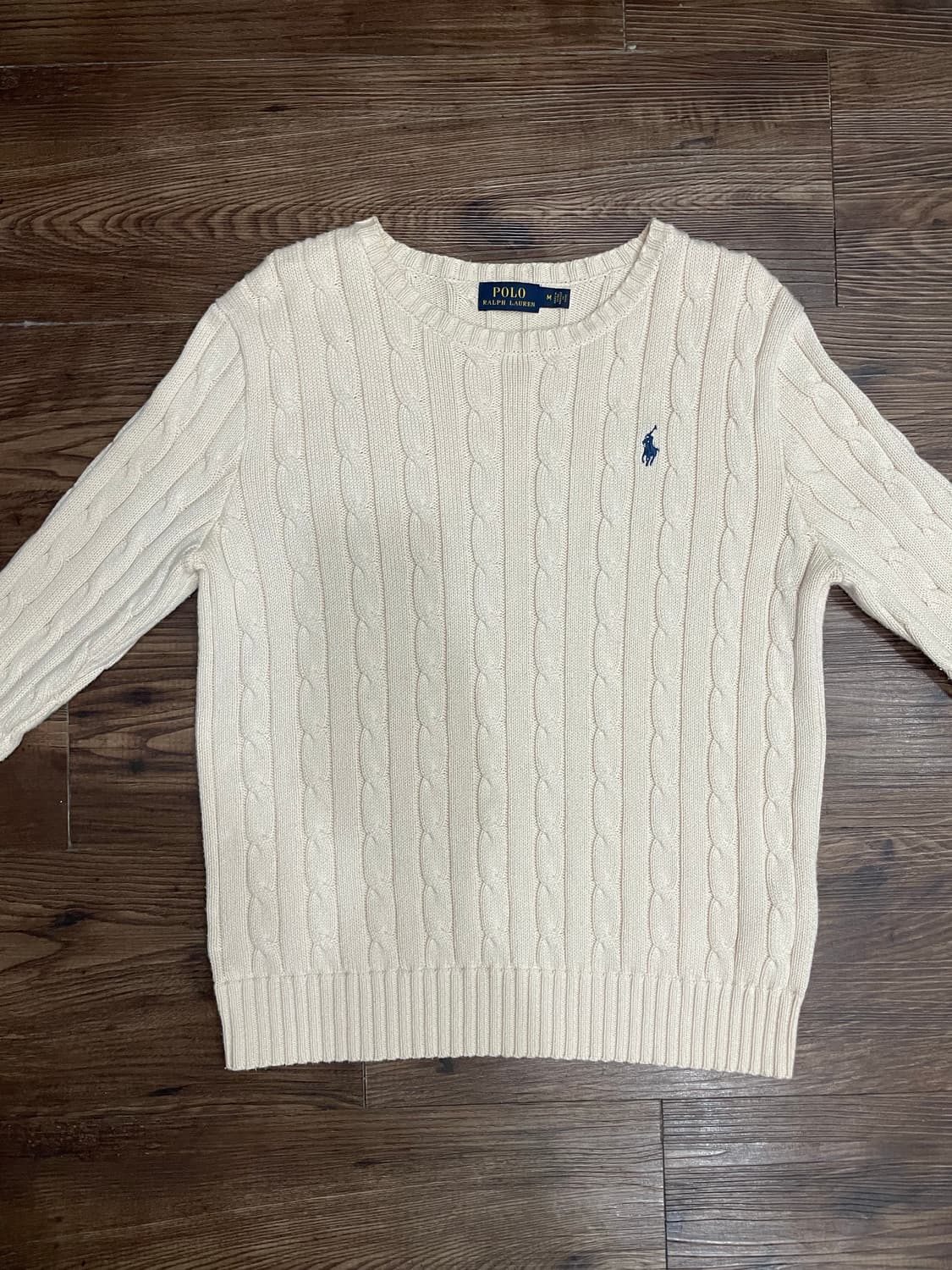 폴로 랄프로렌 케이블 니트 코튼 스웨터 아이보리 상품이미지3