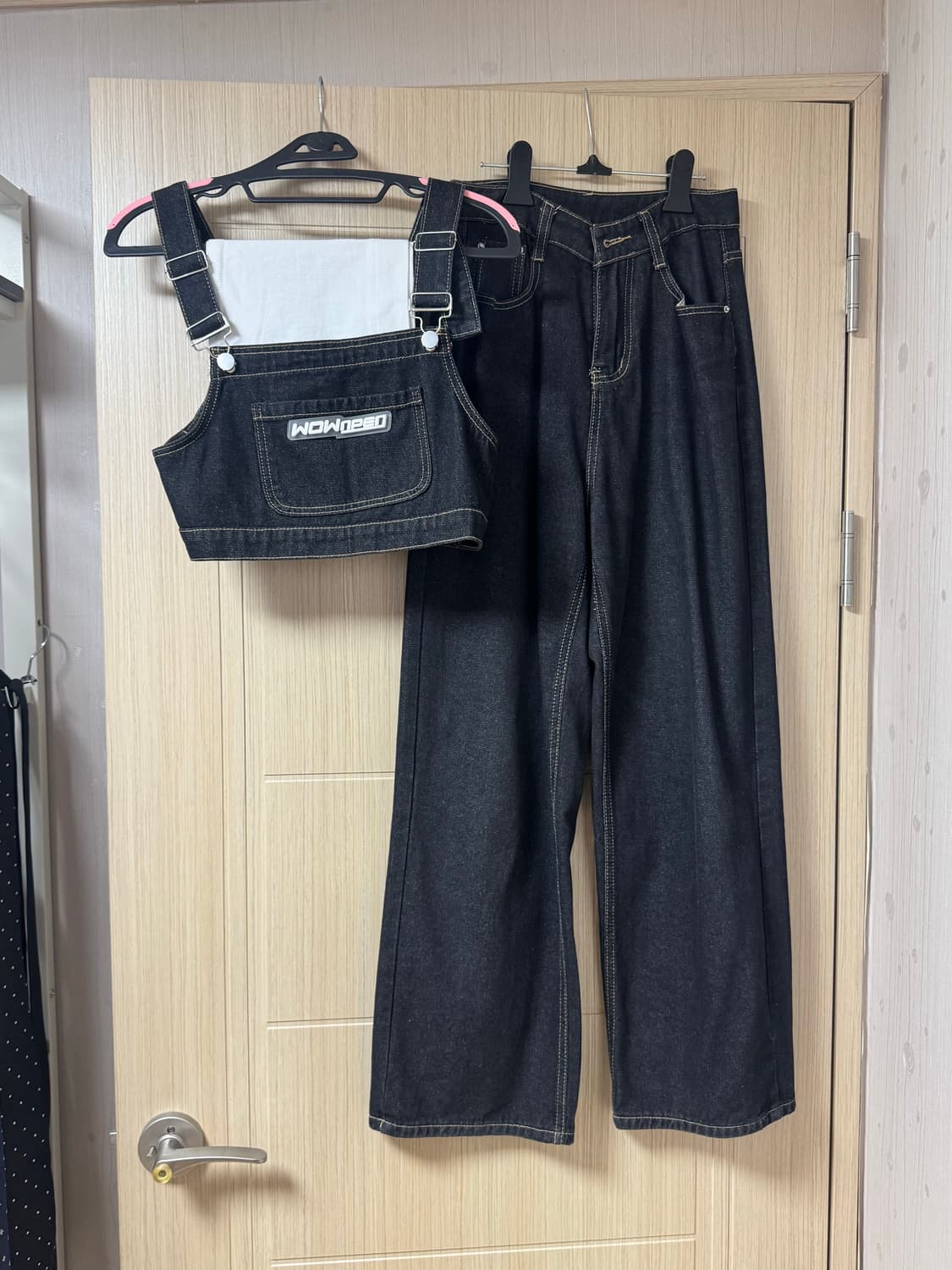 흑청 멜빵바지 점프수트 서스펜더 청바지 와이드바지 여름바지 (탱크탑 덤) 상품이미지6