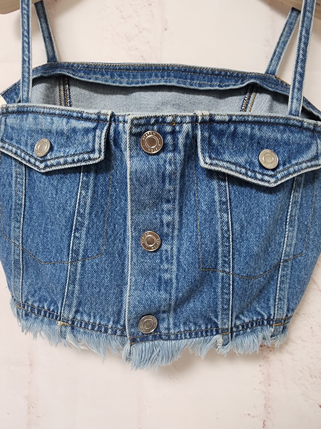 시스템 청 로우 컷 데님 탱크탑 상품이미지4