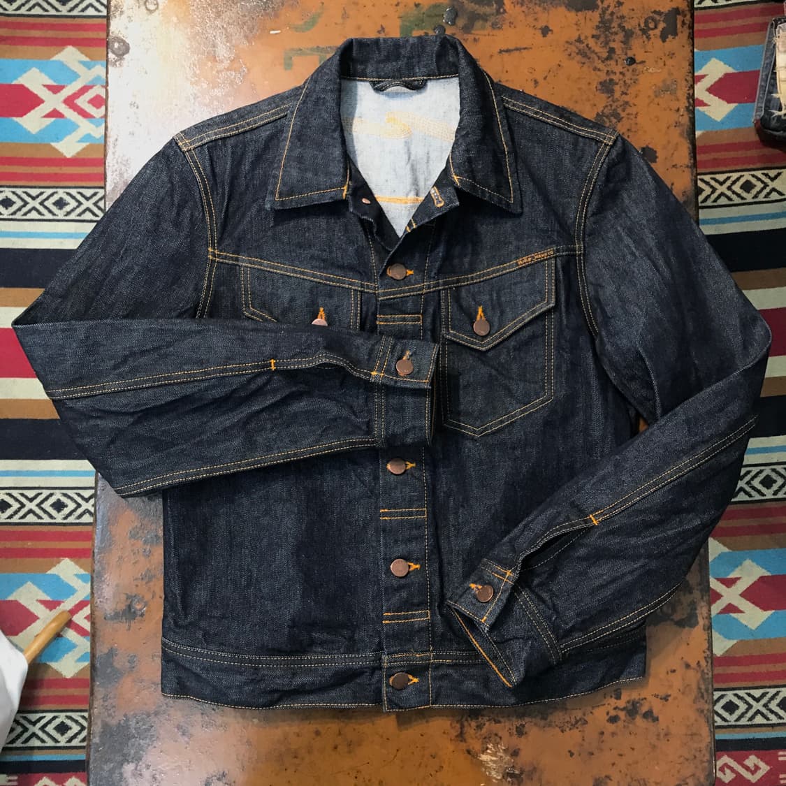 누디진 인디고 생지 데님 트러커자켓 남성 102 여성 루즈핏  상품이미지1