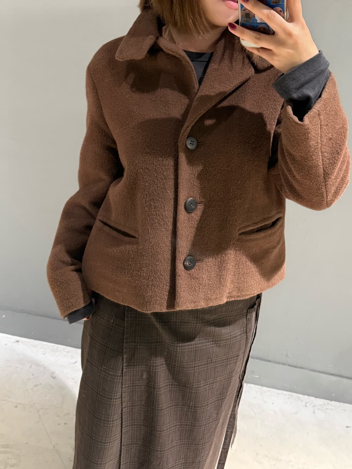 one button high-neck point coat 상품이미지4