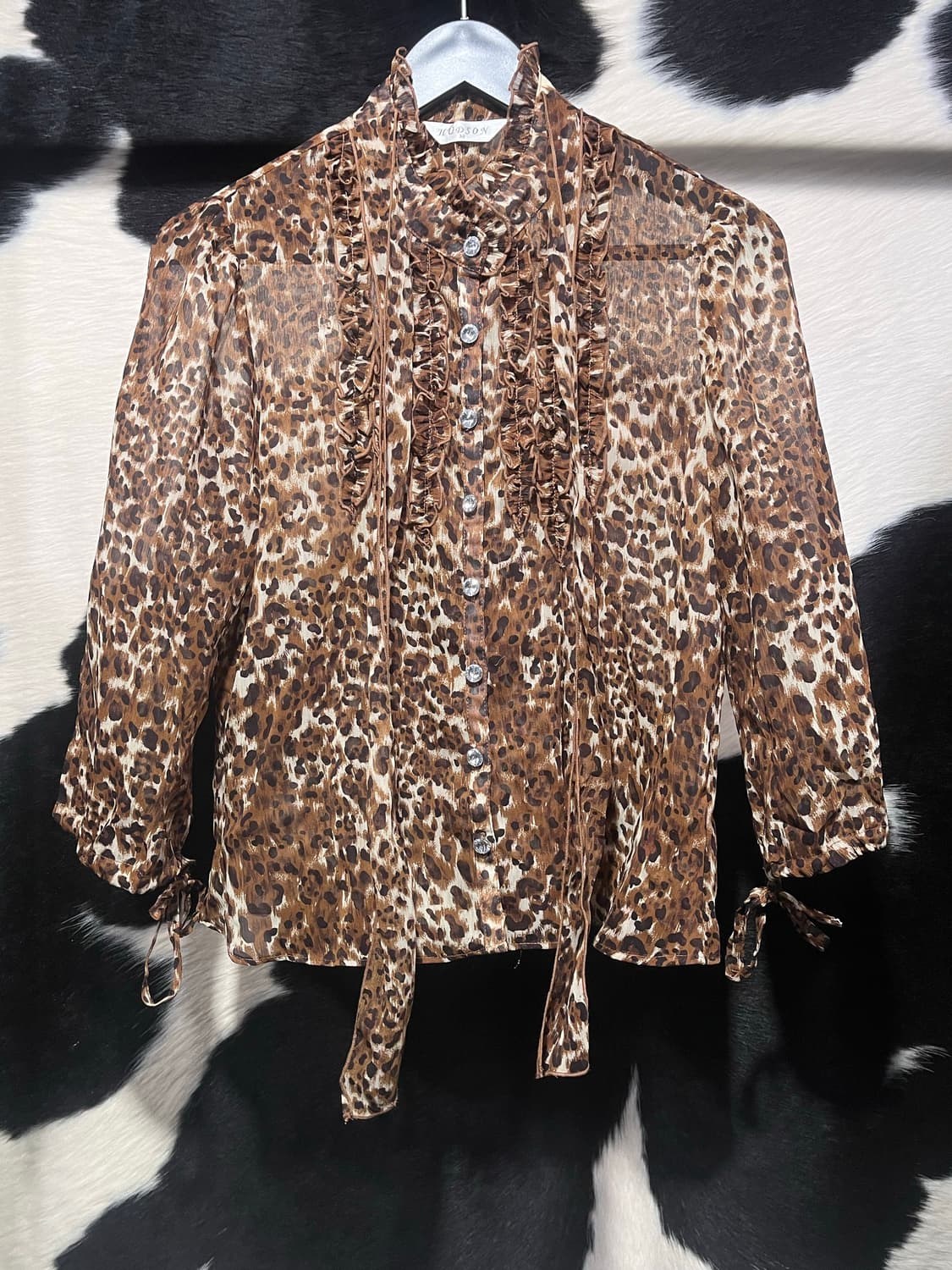 레오파드 7부 시스루 셔츠 상품이미지2