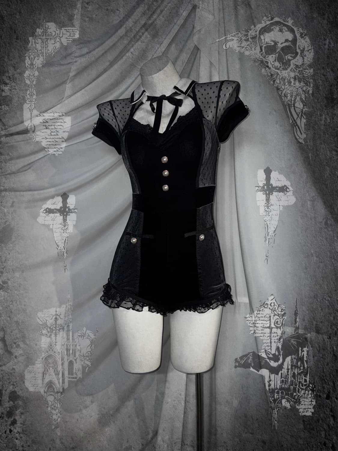 무채색 딱붙 고스고딕 데일리 로리 코디세트  상품이미지1